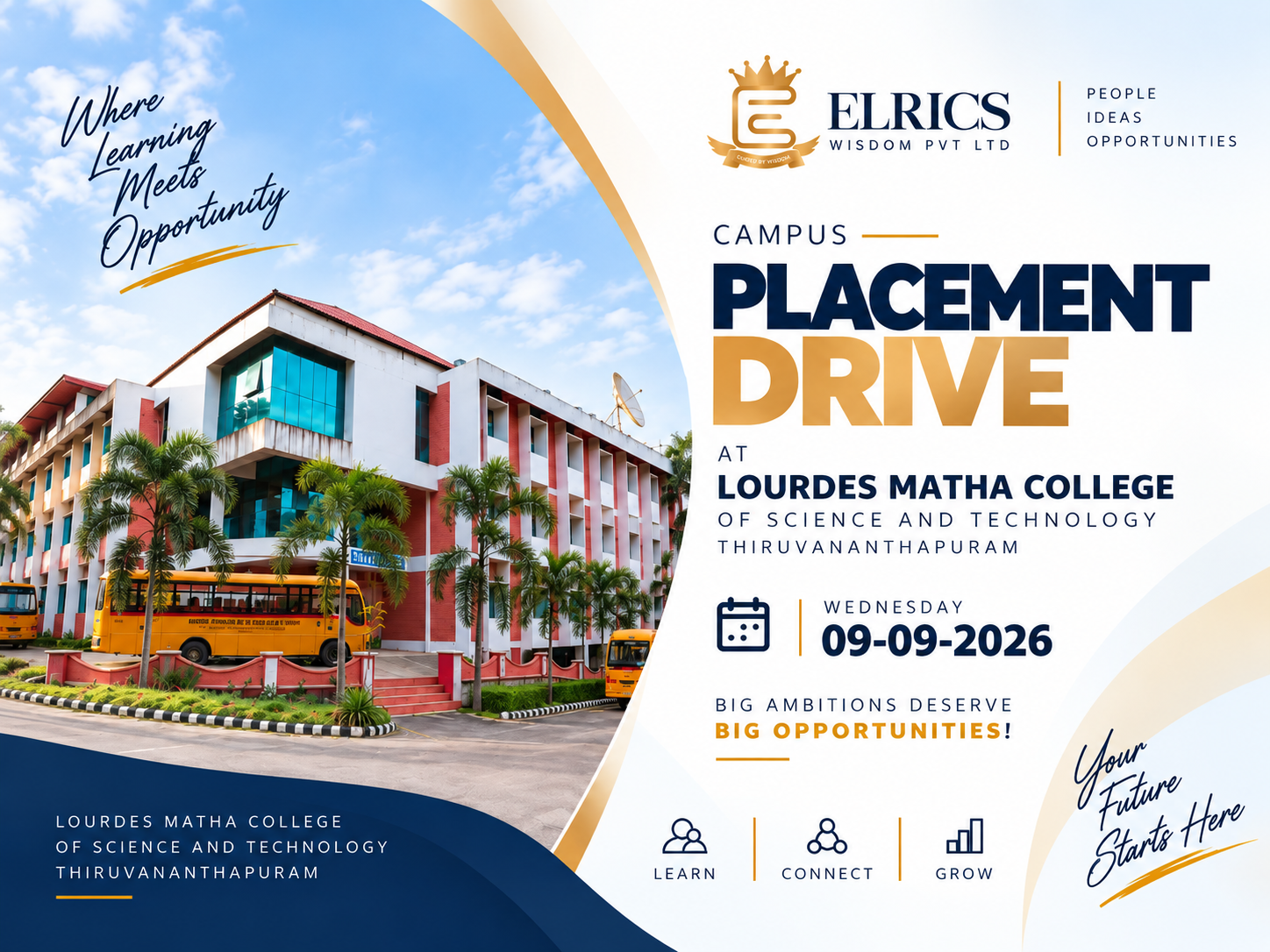 September 9 | Placement Drive at Lourdes Matha College — MBA & B.Tech Students, Your Time Is Now!